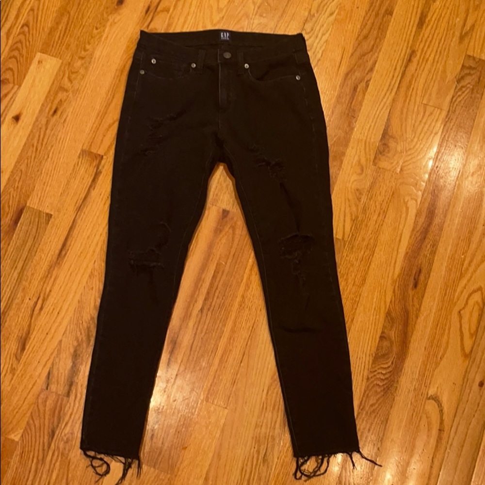 Gap Skinny black ripped jeans - size 28